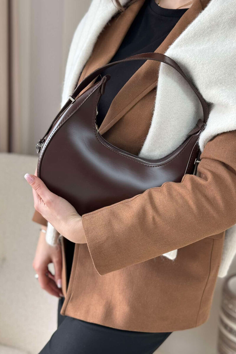 ONE COLOR LEATHER WOMEN BAG DARK BROWN/KAE - 2