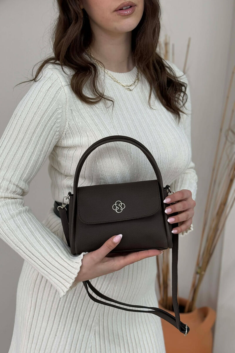 ONE COLOR LEATHER WOMEN BAG DARK BROWN/KAE - 1