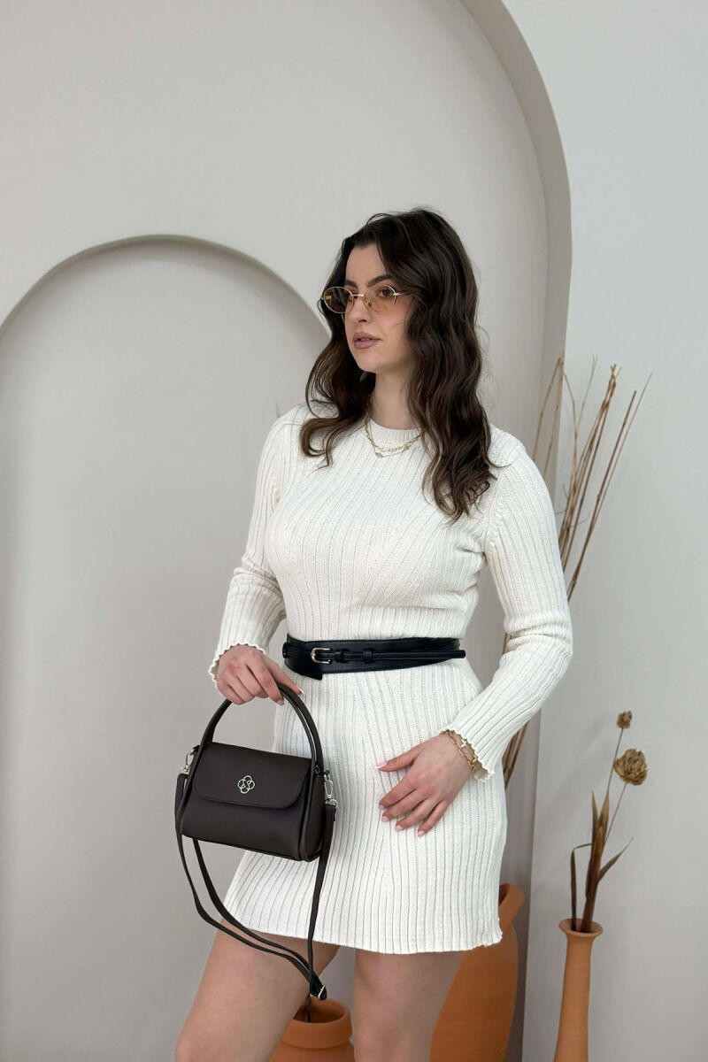 ONE COLOR LEATHER WOMEN BAG DARK BROWN/KAE - 2