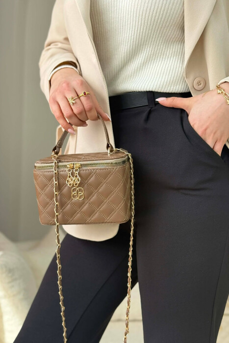 ONE COLOR LEATHER WOMEN BAG DARK BROWN/KAE - 5