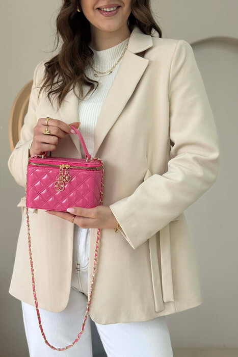 ONE COLOR LEATHER WOMEN BAG FUCHSIA/CIKLAMI - 2