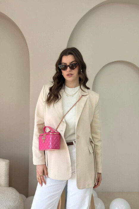 ONE COLOR LEATHER WOMEN BAG FUCHSIA/CIKLAMI - 4