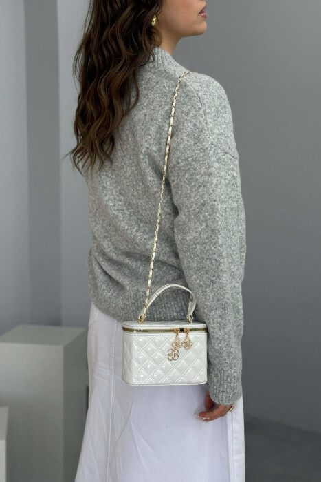 ONE COLOR LEATHER WOMEN BAG GLOSSY WHITE/ BARDHE ME SHKELQIM - 2