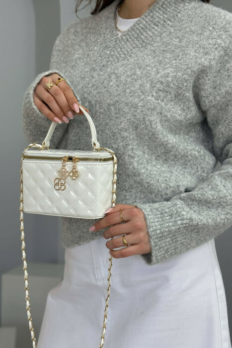 ONE COLOR LEATHER WOMEN BAG GLOSSY WHITE/ BARDHE ME SHKELQIM - 3