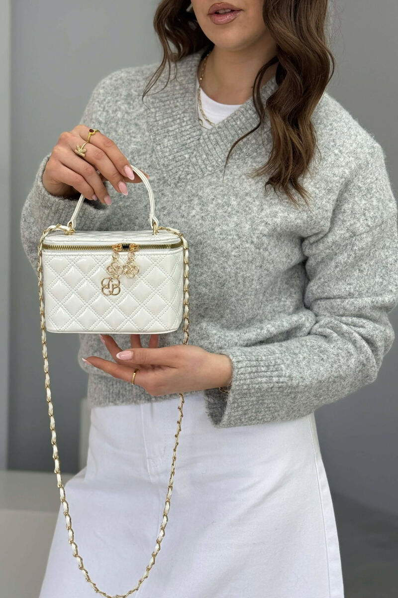 ONE COLOR LEATHER WOMEN BAG GLOSSY WHITE/ BARDHE ME SHKELQIM - 4