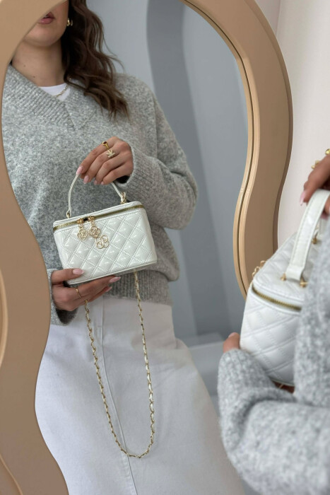 ONE COLOR LEATHER WOMEN BAG GLOSSY WHITE/ BARDHE ME SHKELQIM - 5