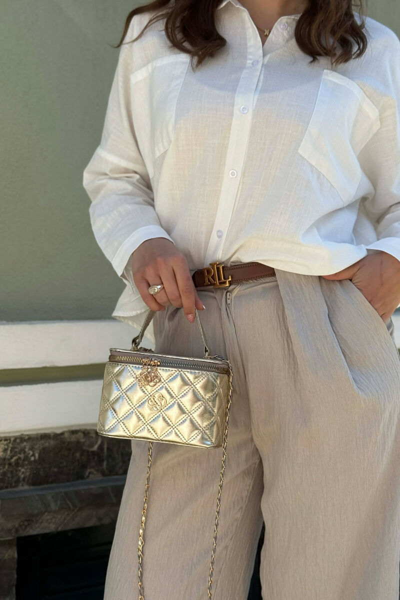 ONE COLOR LEATHER WOMEN BAG GOLDEN ROD/GOLD - 1