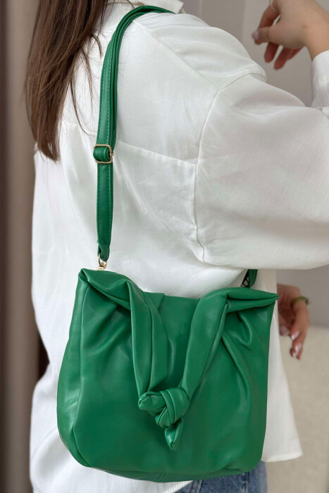 ONE COLOR LEATHER WOMEN BAG GREEN/JESHILE 