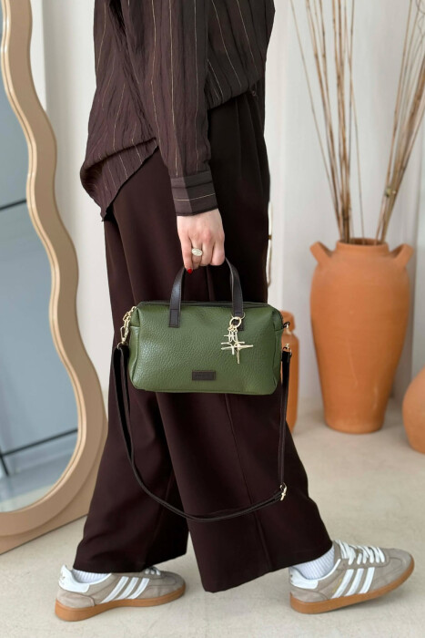 ONE COLOR LEATHER WOMEN BAG GREEN/JESHILE - 5