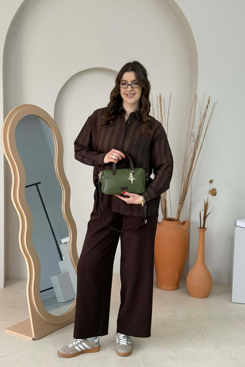 ONE COLOR LEATHER WOMEN BAG GREEN/JESHILE - 6