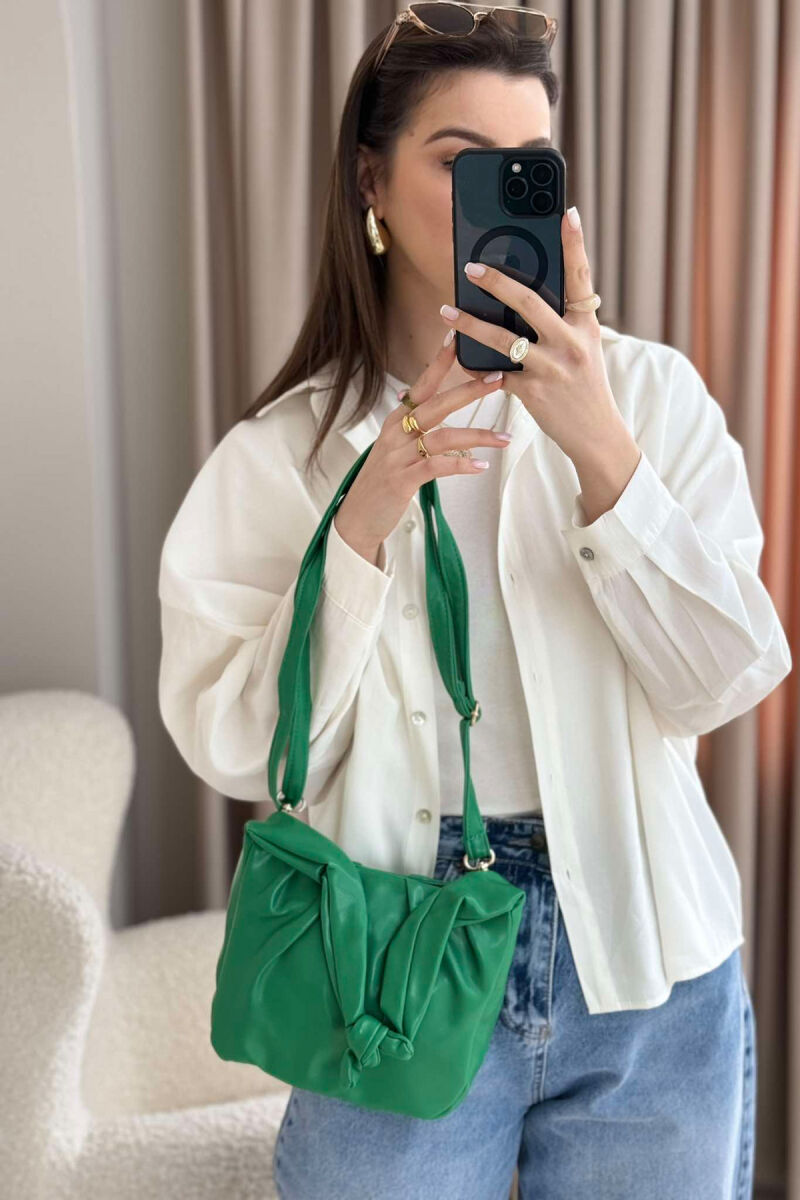 ONE COLOR LEATHER WOMEN BAG GREEN/JESHILE - 2