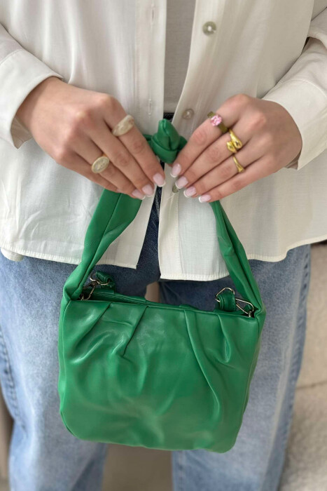 ONE COLOR LEATHER WOMEN BAG GREEN/JESHILE - 3