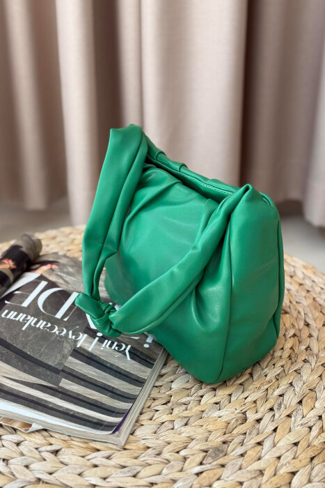 ONE COLOR LEATHER WOMEN BAG GREEN/JESHILE - 3