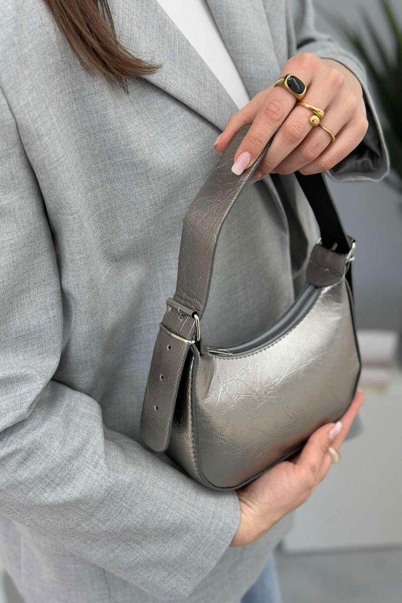 ONE COLOR LEATHER WOMEN BAG GREY/GRI - 3