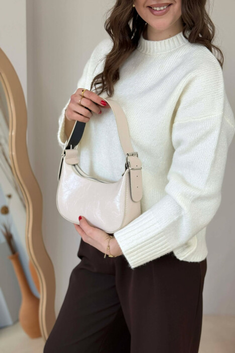 ONE COLOR LEATHER WOMEN BAG LIGHT BEIGE/BZHZB - KLAUDIO FASHION