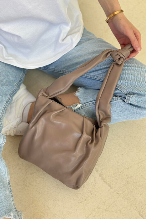 ONE COLOR LEATHER WOMEN BAG LIGHT BROWN/KAZB 