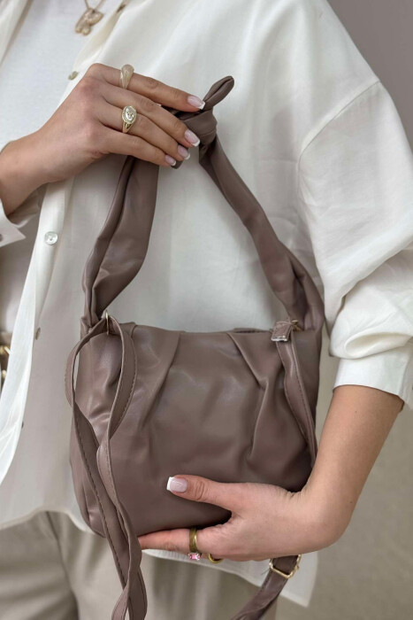 ONE COLOR LEATHER WOMEN BAG LIGHT BROWN/KAZB - 3