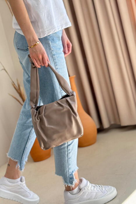 ONE COLOR LEATHER WOMEN BAG LIGHT BROWN/KAZB - 4