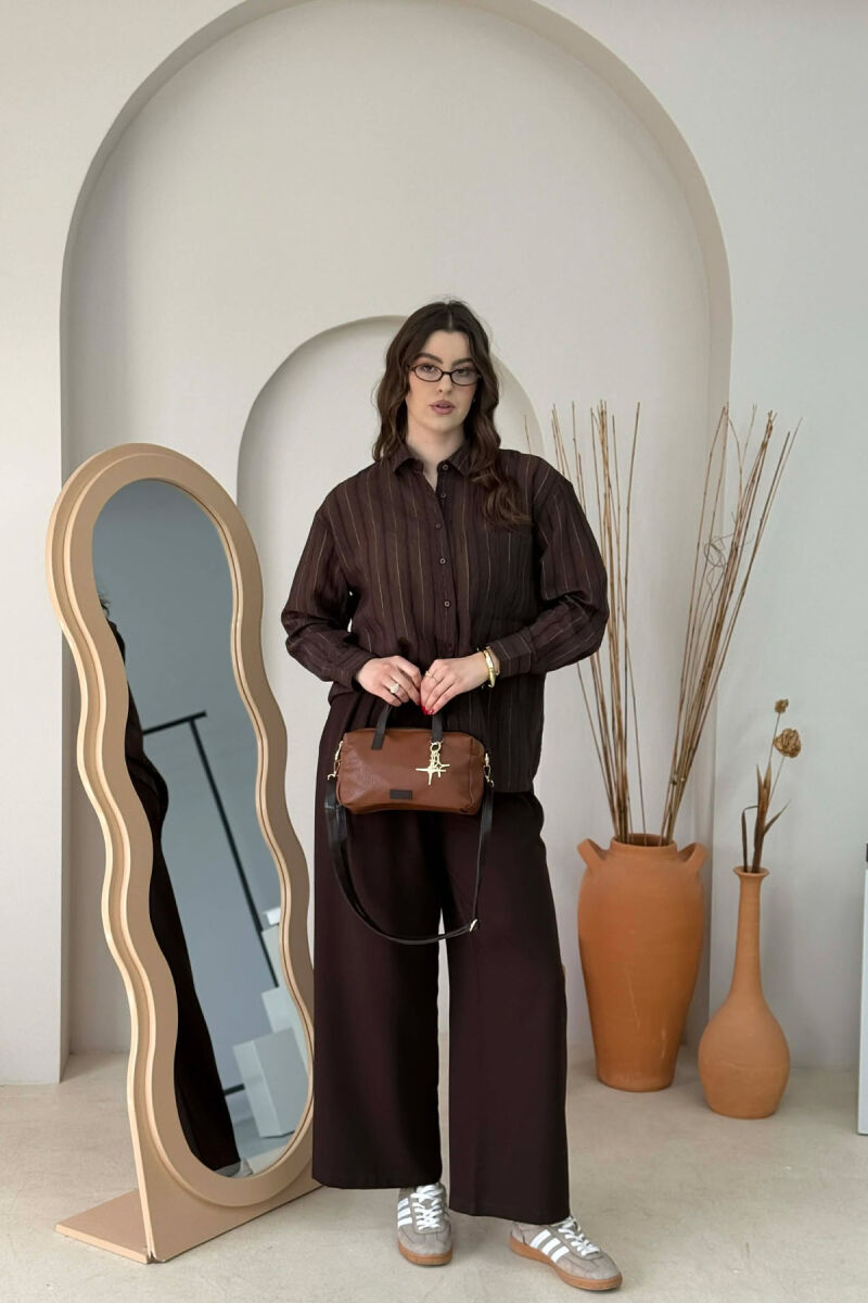 ONE COLOR LEATHER WOMEN BAG LIGHT BROWN/KAZB - 5