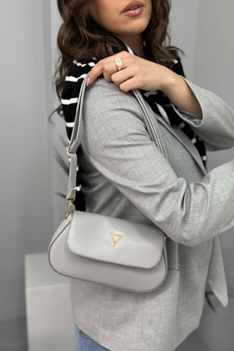 ONE COLOR LEATHER WOMEN BAG LIGHT GREY/GZ - 3