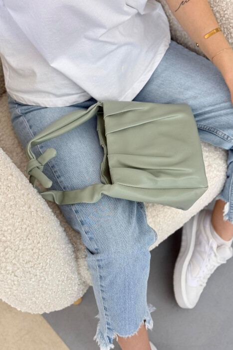 ONE COLOR LEATHER WOMEN BAG LIGHT MINT 