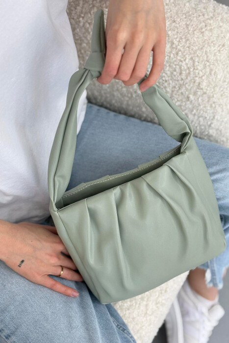 ONE COLOR LEATHER WOMEN BAG LIGHT MINT - 4