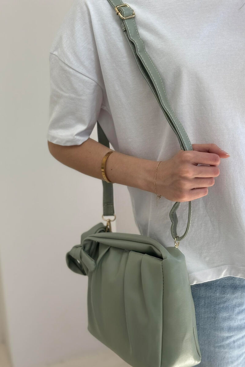 ONE COLOR LEATHER WOMEN BAG LIGHT MINT - 6
