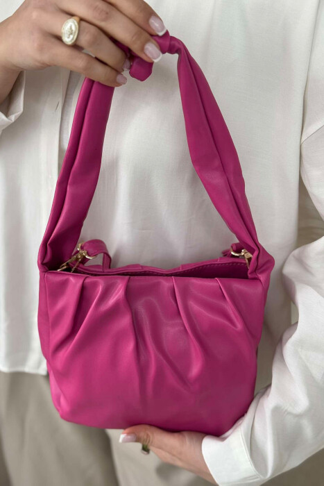 ONE COLOR LEATHER WOMEN BAG PINK/ROZE 