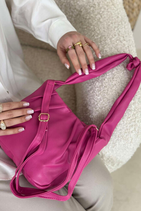 ONE COLOR LEATHER WOMEN BAG PINK/ROZE - 3