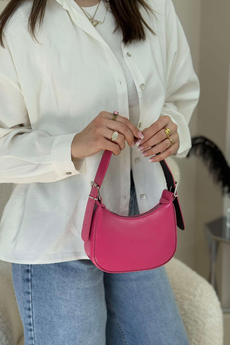 ONE COLOR LEATHER WOMEN BAG PINK/ROZE - 4