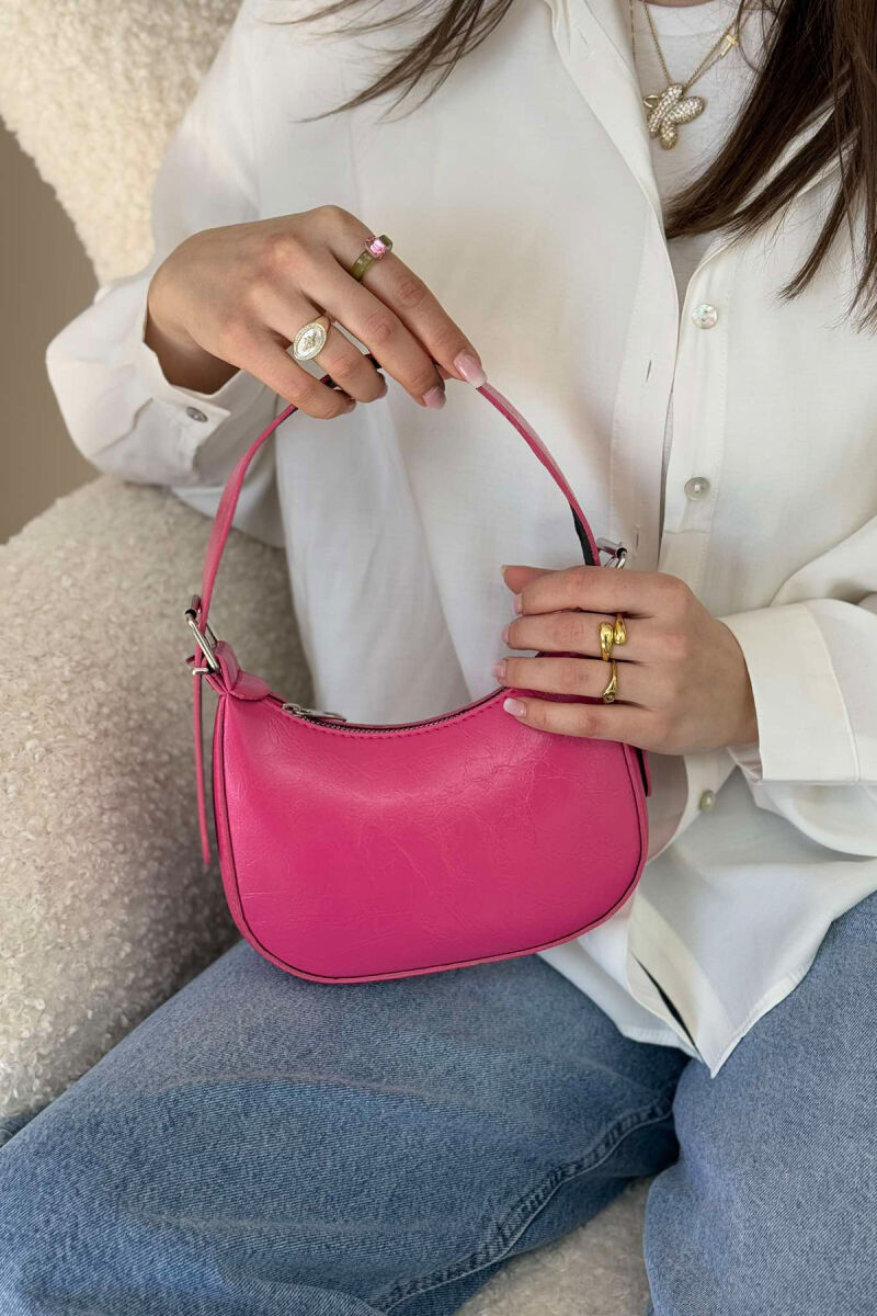 ONE COLOR LEATHER WOMEN BAG PINK/ROZE - 5