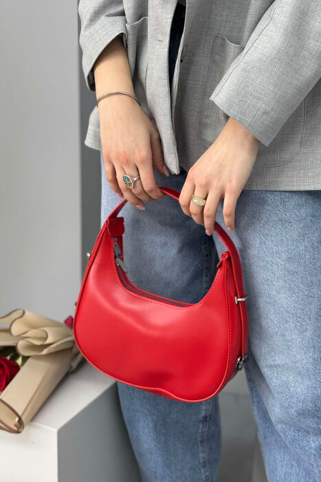 ONE COLOR LEATHER WOMEN BAG RED/E KUQE 