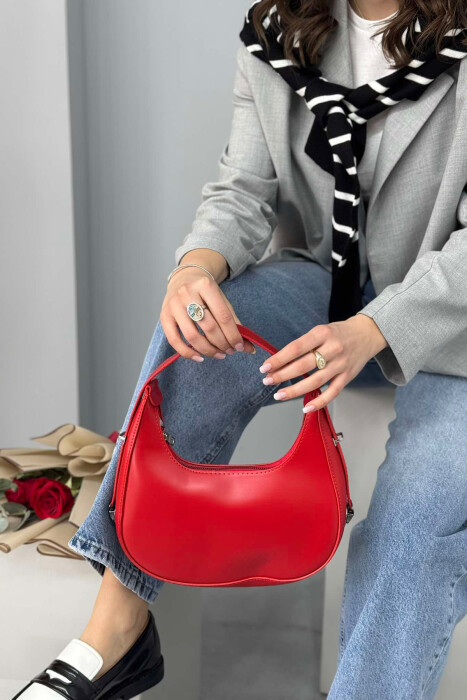 ONE COLOR LEATHER WOMEN BAG RED/E KUQE - 3