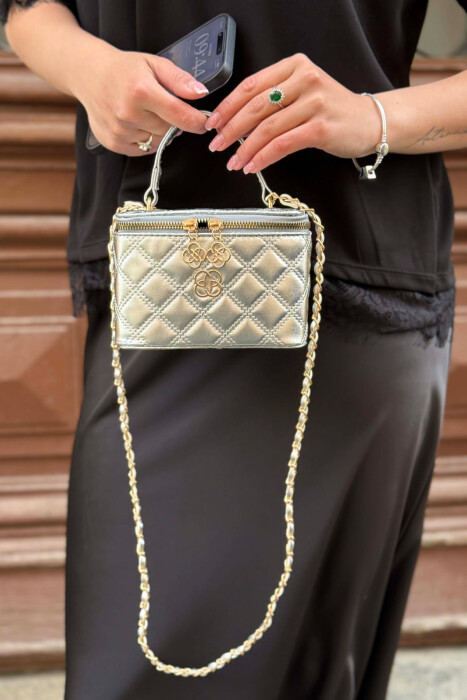 ONE COLOR LEATHER WOMEN BAG SILVER/ARGJEND - 2