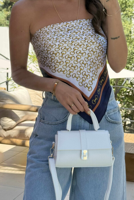 ONE COLOR LEATHER WOMEN BAG WHITE-E BARDHE - KLAUDIO FASHION