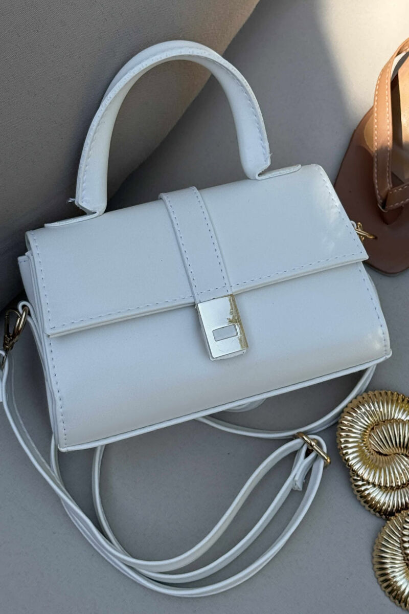 ONE COLOR LEATHER WOMEN BAG WHITE-E BARDHE - 3