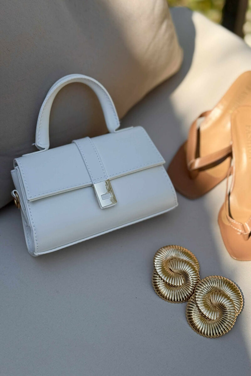 ONE COLOR LEATHER WOMEN BAG WHITE-E BARDHE - 4