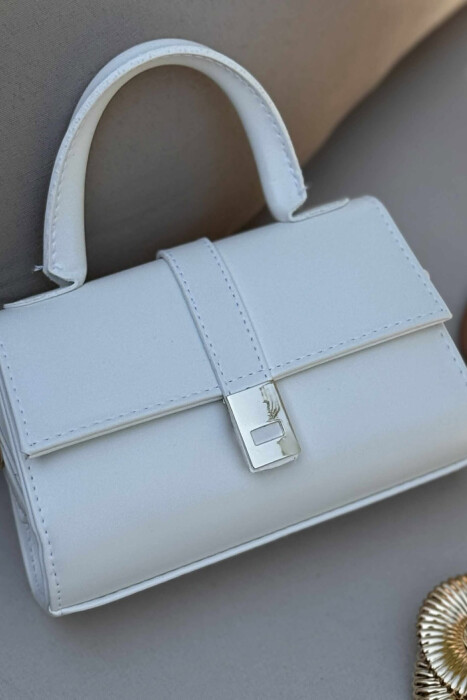 ONE COLOR LEATHER WOMEN BAG WHITE-E BARDHE - 6