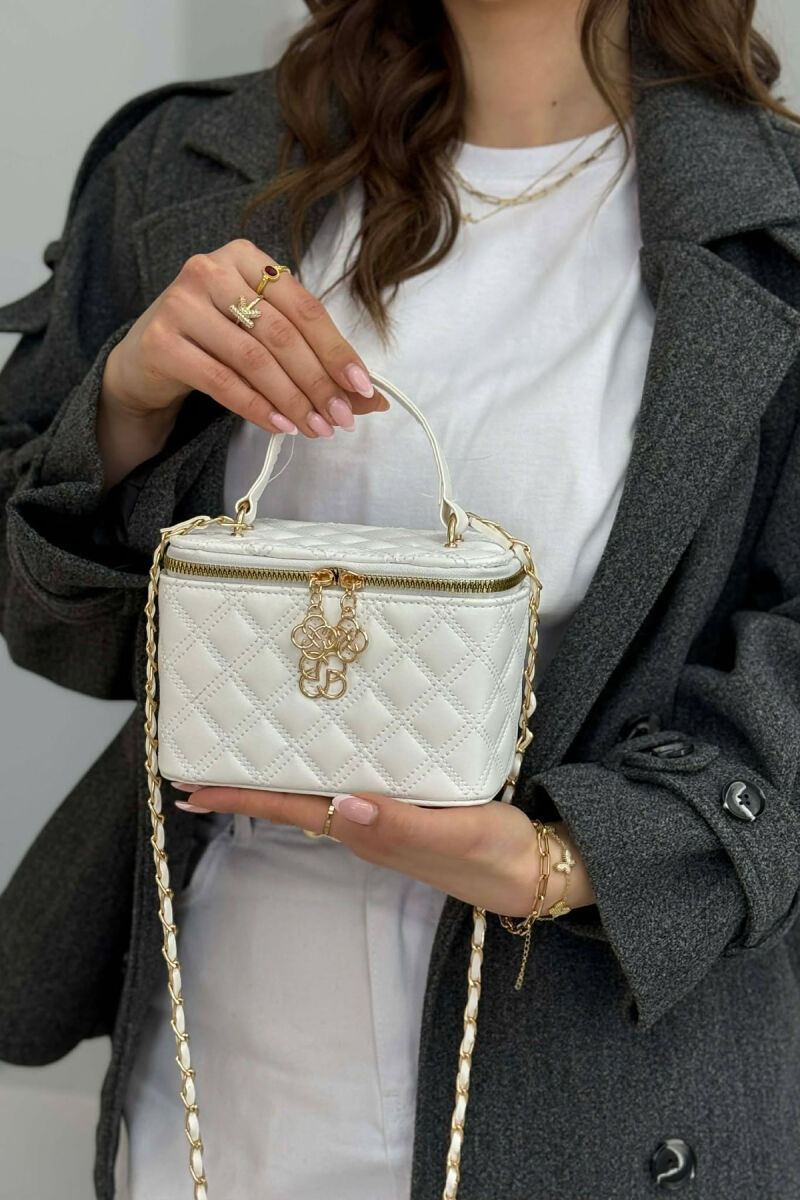 ONE COLOR LEATHER WOMEN BAG WHITE-E BARDHE - 1