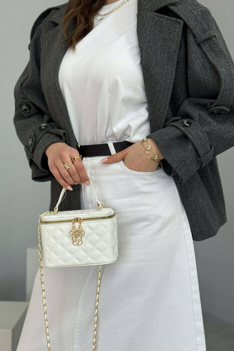 ONE COLOR LEATHER WOMEN BAG WHITE-E BARDHE - 6