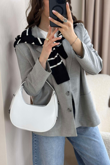 ONE COLOR LEATHER WOMEN BAG WHITE-E BARDHE 