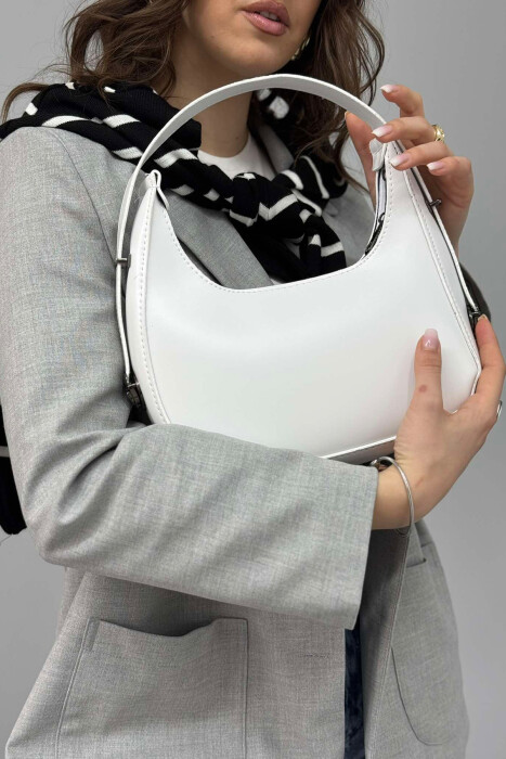 ONE COLOR LEATHER WOMEN BAG WHITE-E BARDHE - 3