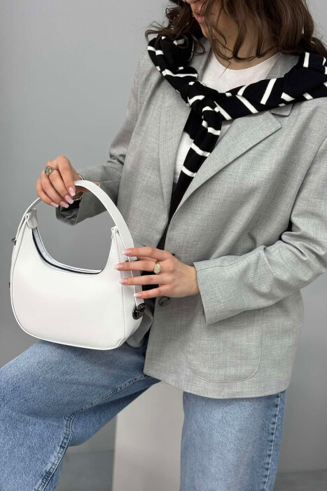 ONE COLOR LEATHER WOMEN BAG WHITE-E BARDHE - 5