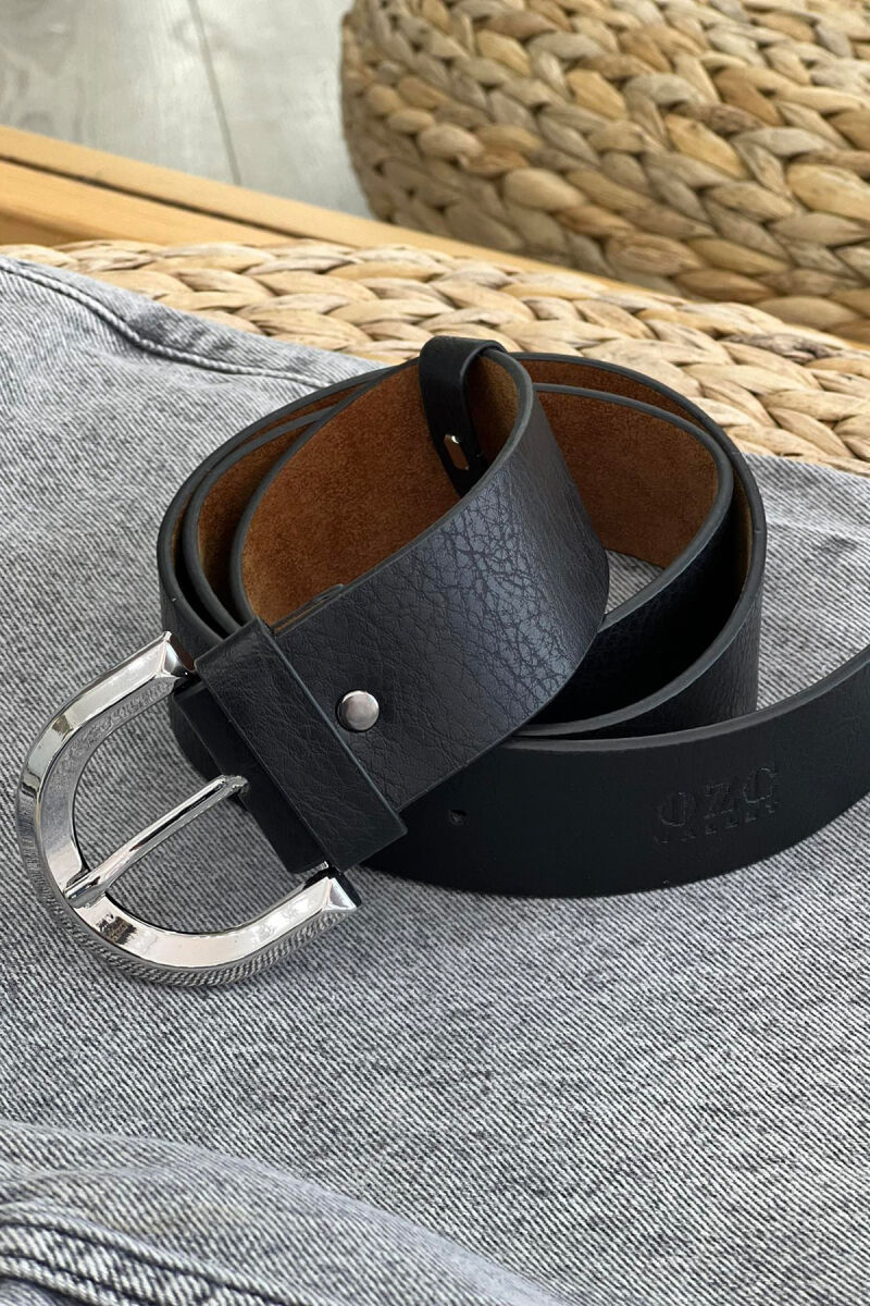 ONE COLOR LEATHER WOMEN BELT BLACK/ E ZEZE - 2