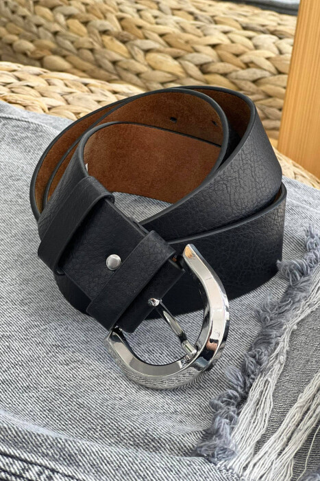 ONE COLOR LEATHER WOMEN BELT BLACK/ E ZEZE - KLAUDIO FASHION