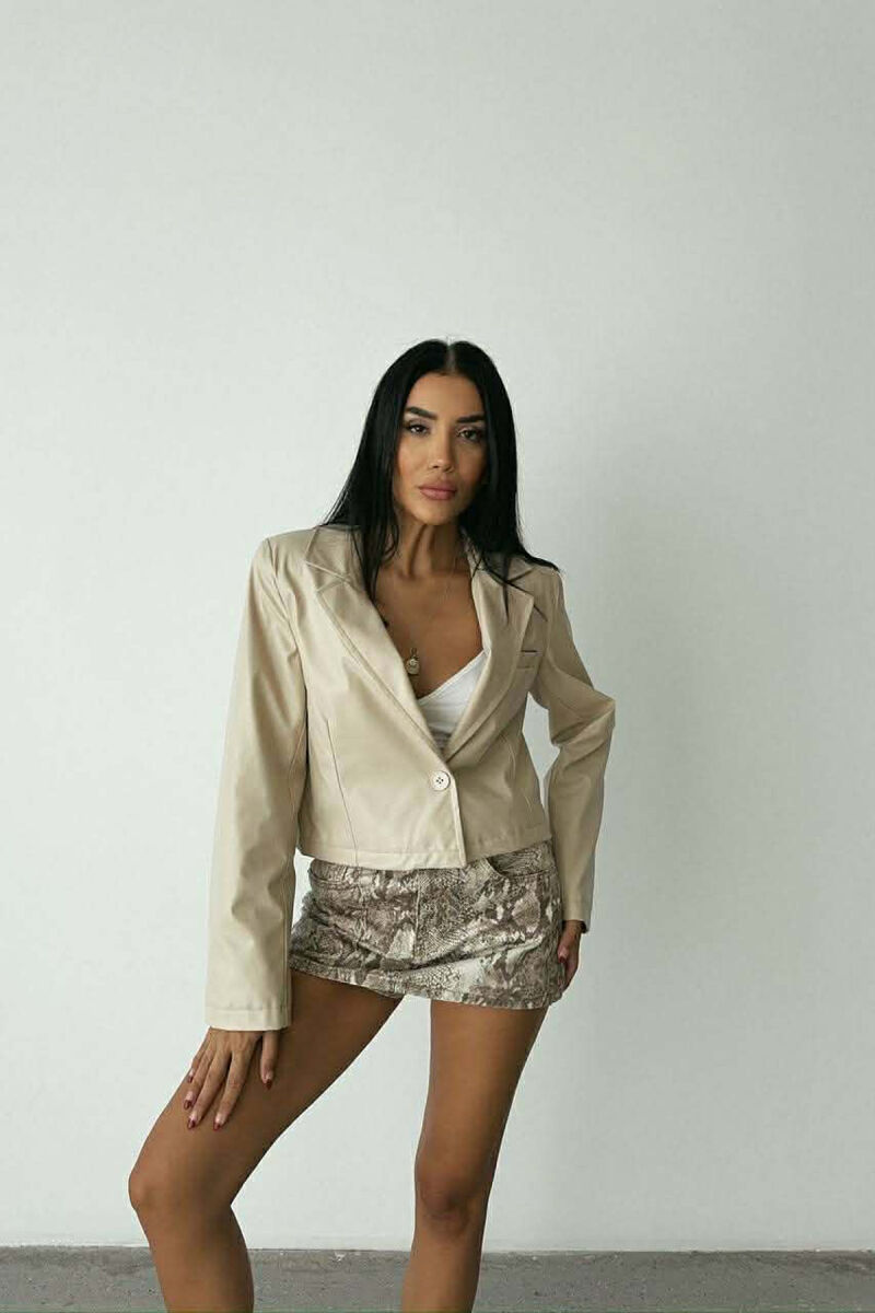 ONE COLOR LEATHER WOMEN JACKET BEIGE/BEZHE - 4