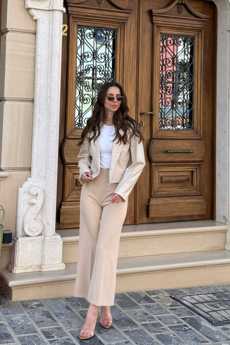 ONE COLOR LEATHER WOMEN JACKET BEIGE/BEZHE - 2