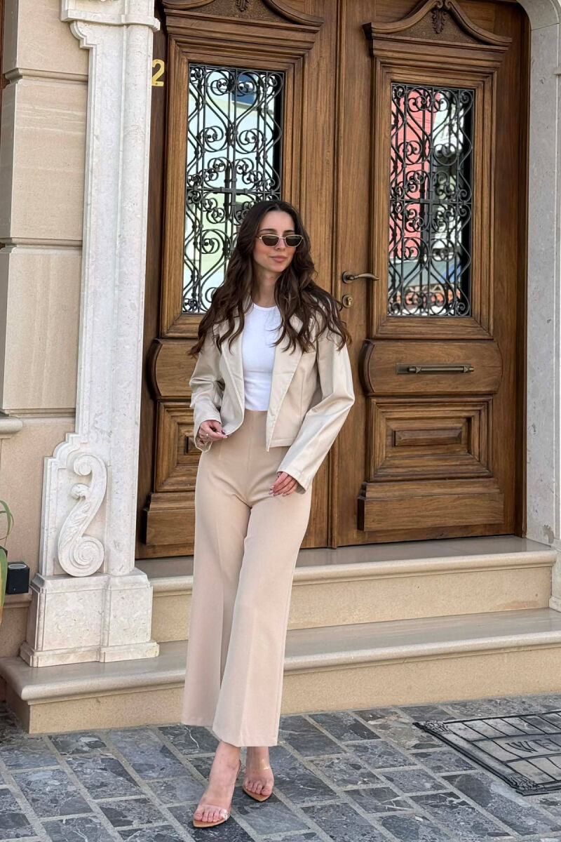 ONE COLOR LEATHER WOMEN JACKET BEIGE/BEZHE - 2