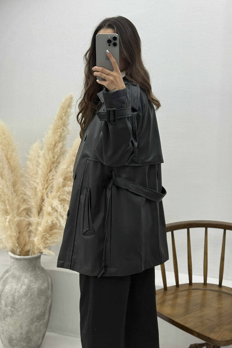 ONE COLOR LEATHER WOMEN JACKET BLACK/ E ZEZE - 4