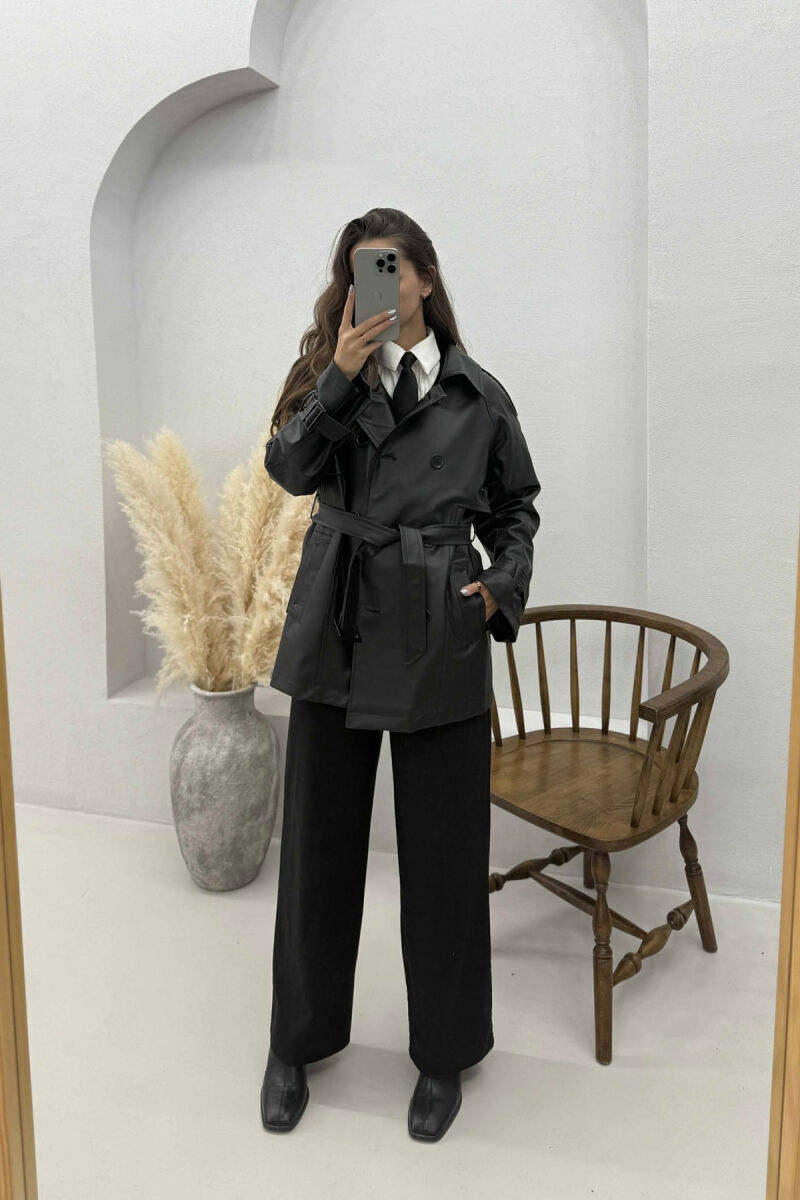 ONE COLOR LEATHER WOMEN JACKET BLACK/ E ZEZE - 2